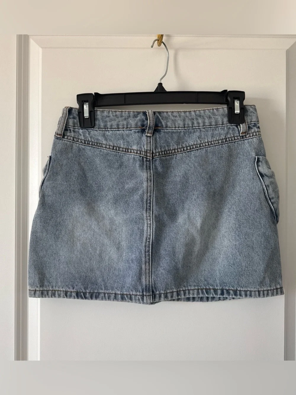 ME Makeover Essentials Faded Blue Denim Mini Skirt with Side Bows